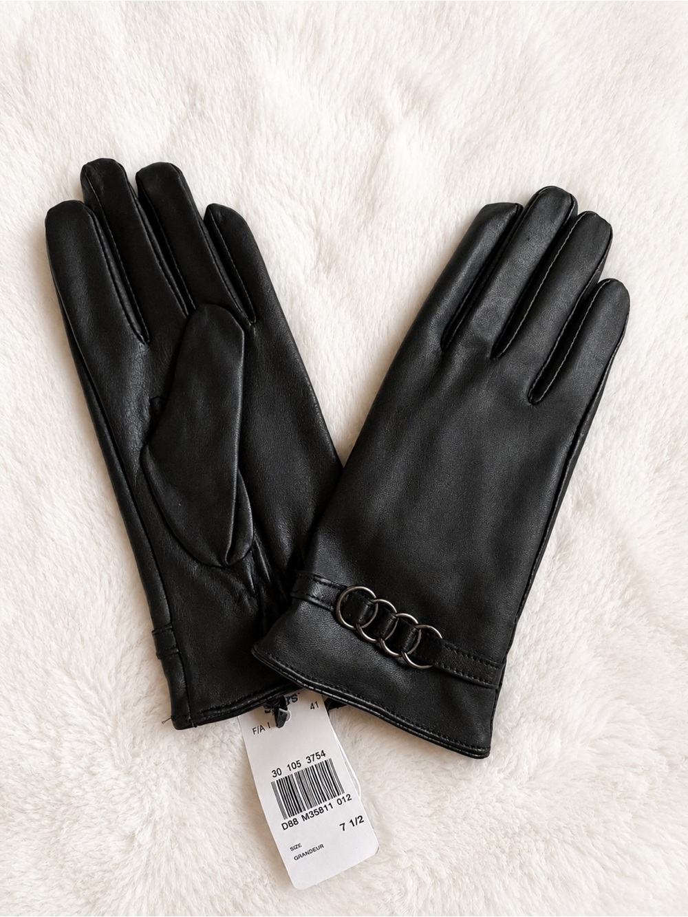 Sears Black Leather Women's Gloves size S/M